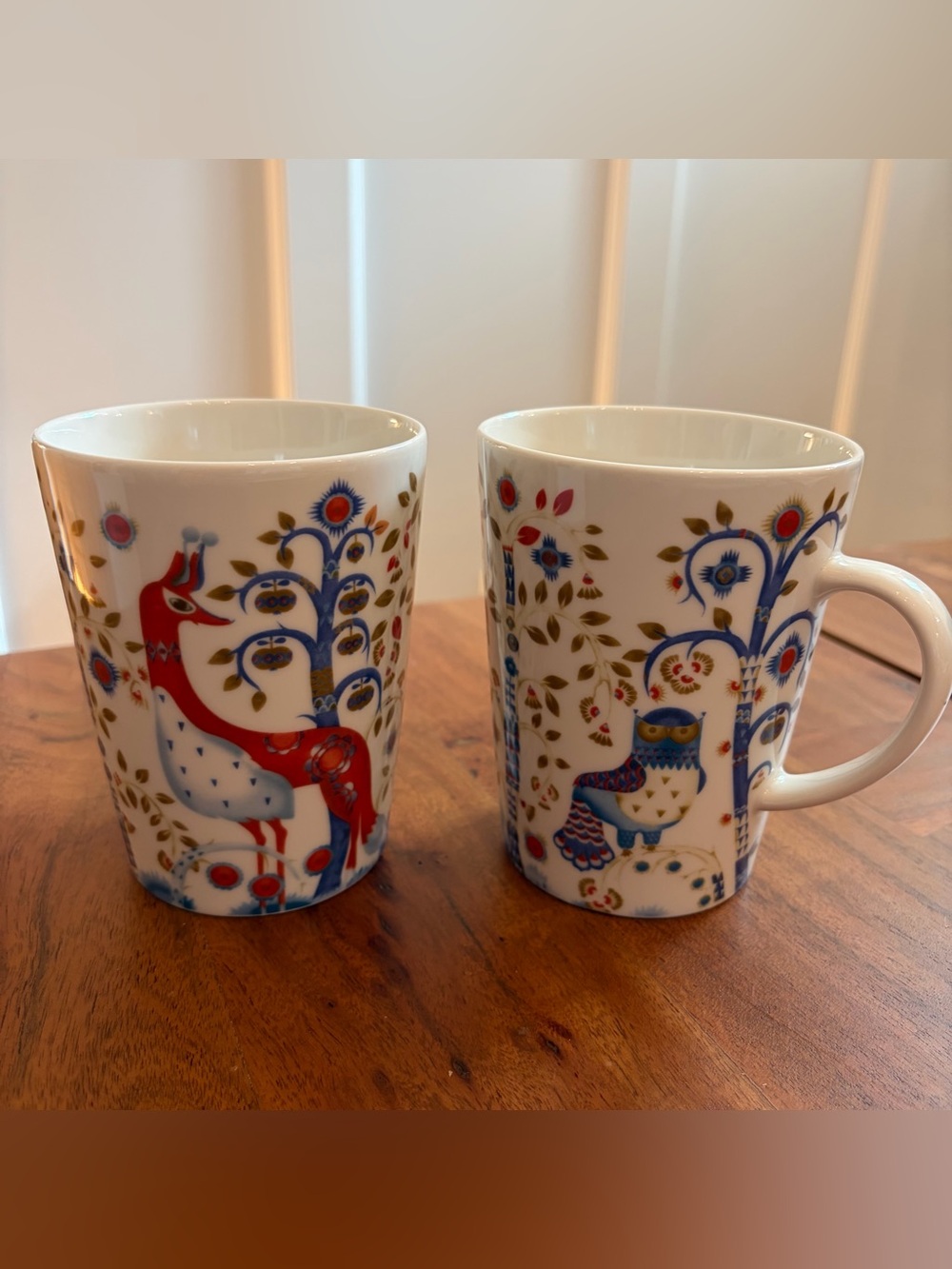 Set of 2 Iittala Taika Mugs Coffee Cups Klaus Haapaniemi Owl Peacock Finland